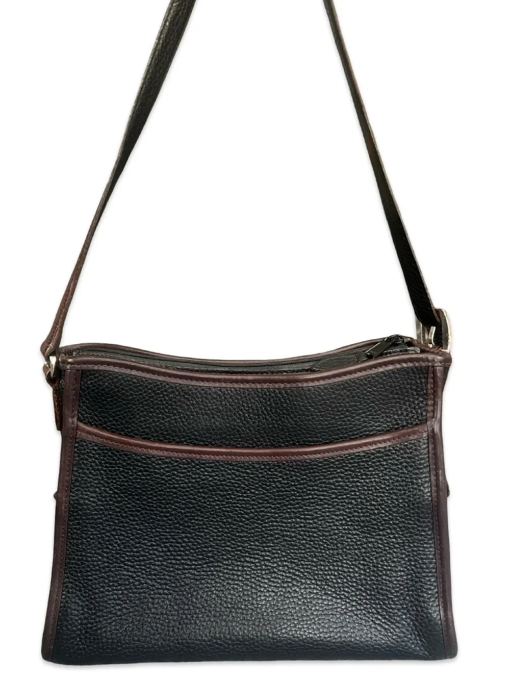 Brighton Collection Buckle Shoulder Bag Black and Tan with Croc Embossed Accents - Picture 4 of 15